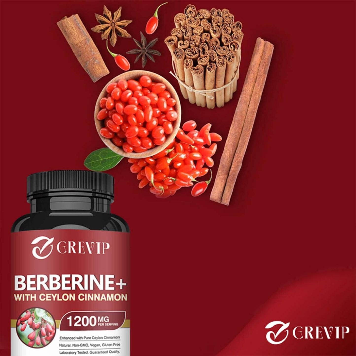 Berberine Hci+Ceylon Cinnamon 1200Mg - Blood Sugar Support,Cardio