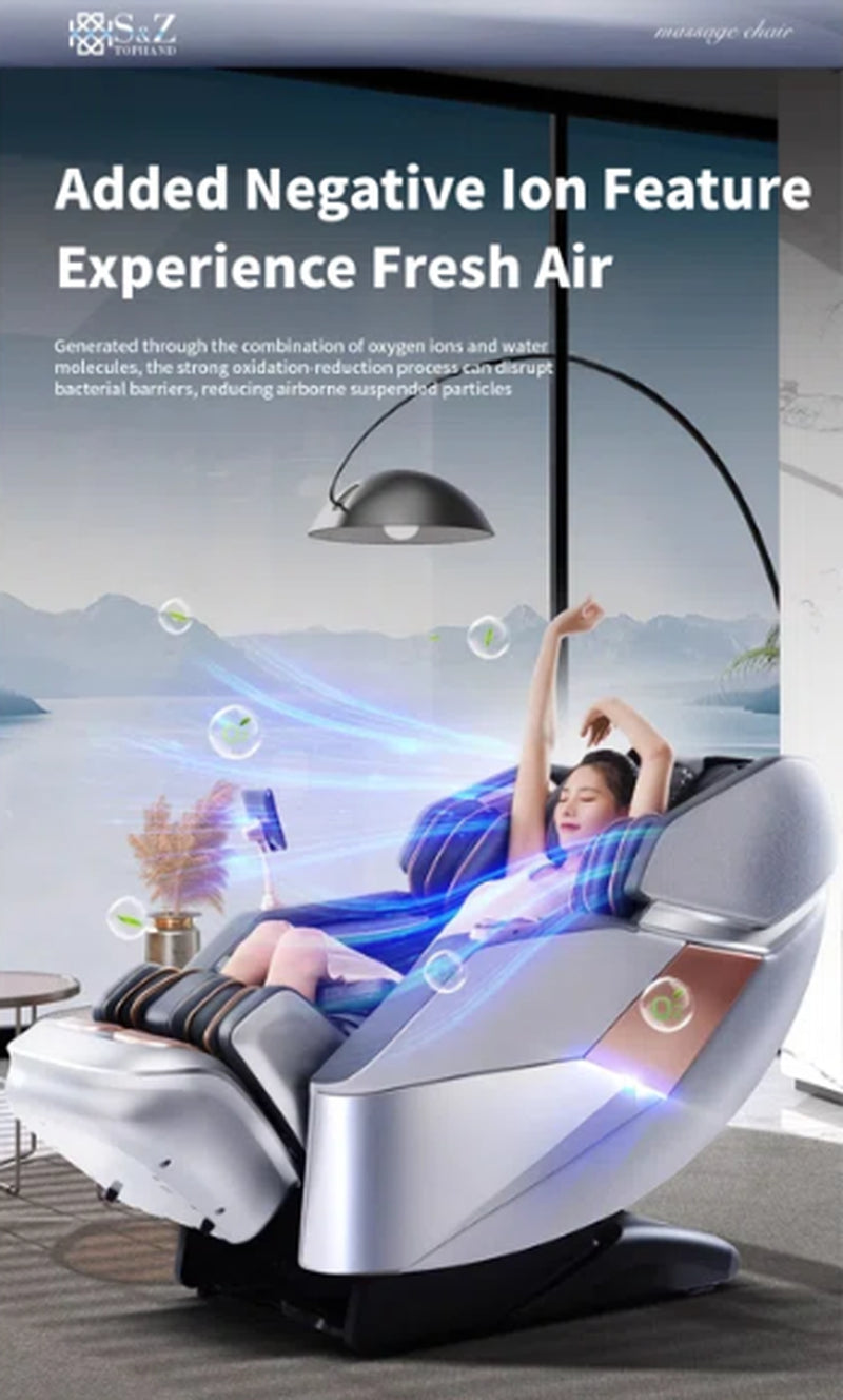 4D Massage Chair 60" Track Zero Gravity, Shiatsu Recliner AI Care, Voice Control