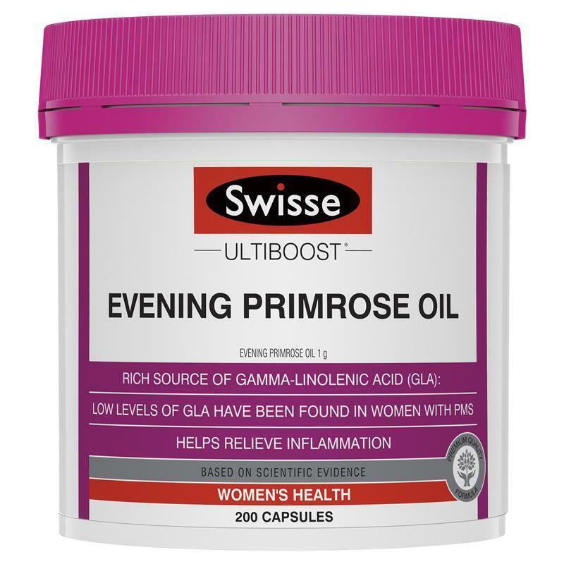 NEW Swisse Ultiboost Evening Primrose Oil 200 Capsules EPO GLA Women'S Health