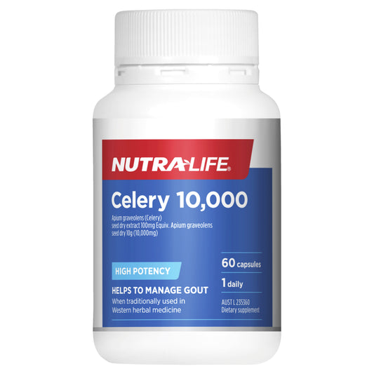 Nutra-Life Celery 10000 60 Capsules Gout Urinary Tract Health UTI Nutralife