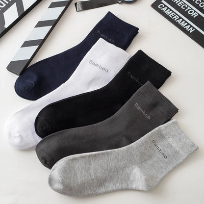 10Pairs/Lot Men Bamboo Fiber Socks Casual Black White Business Anti-Bacterial Breatheable Male Sock High Quality Size 38-45