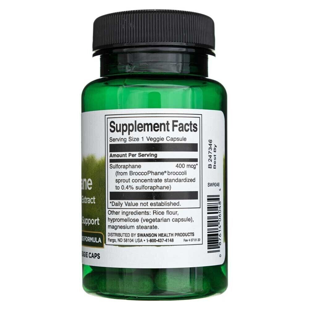 Swanson Sulforaphane from Broccoli Support Extract 400Mcg 2 X 60 Capsules, VEGE