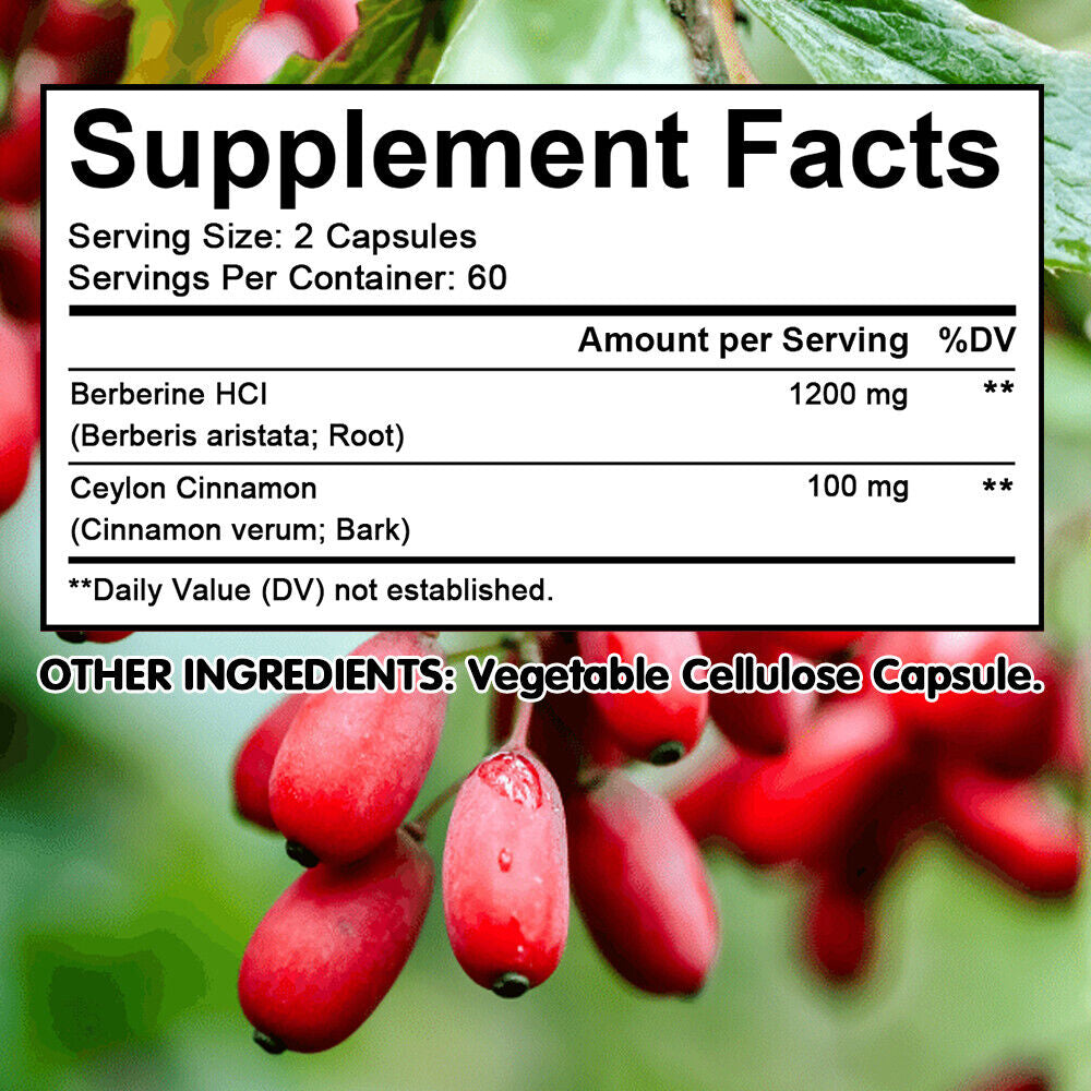 Berberine Supplement 1200Mg per Serving High Absorption Heart Health Support