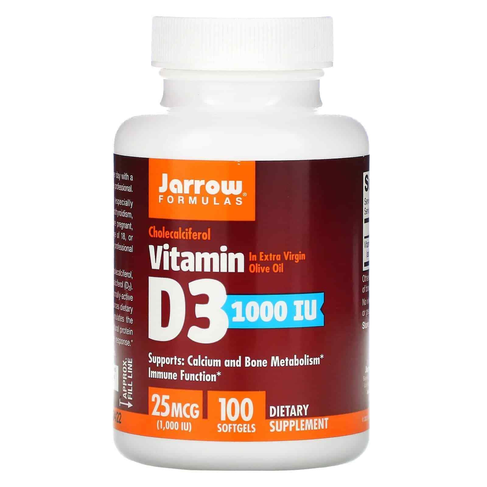 Vitamin D3 1000 IU JARROW FORMULAS Immunity and Bone Support Softgels