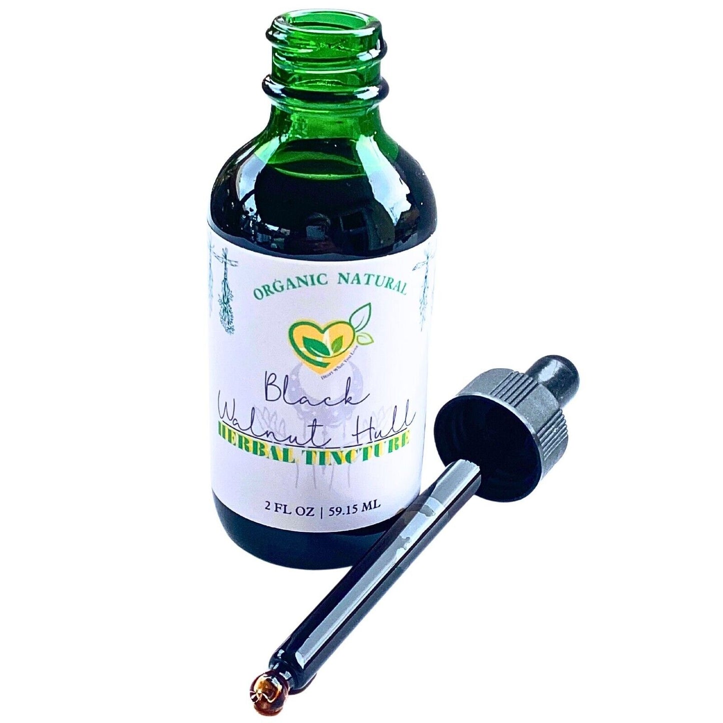 Black Walnut Hull Tincture Organic Liquid Herbal Drops 2 OZ Anti-Parasitic Pure