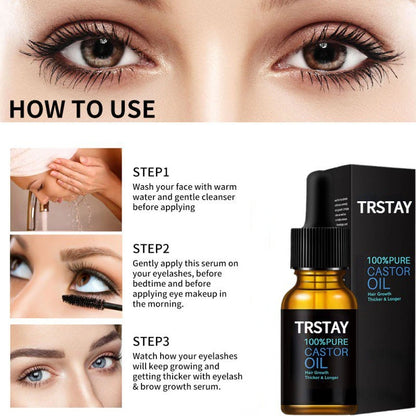 Eyelash Growth Serum Eyelash Hair Eyebrow Fast Growth Essential Oil Nourishing Enhanced Mascara Pure Castor Oil