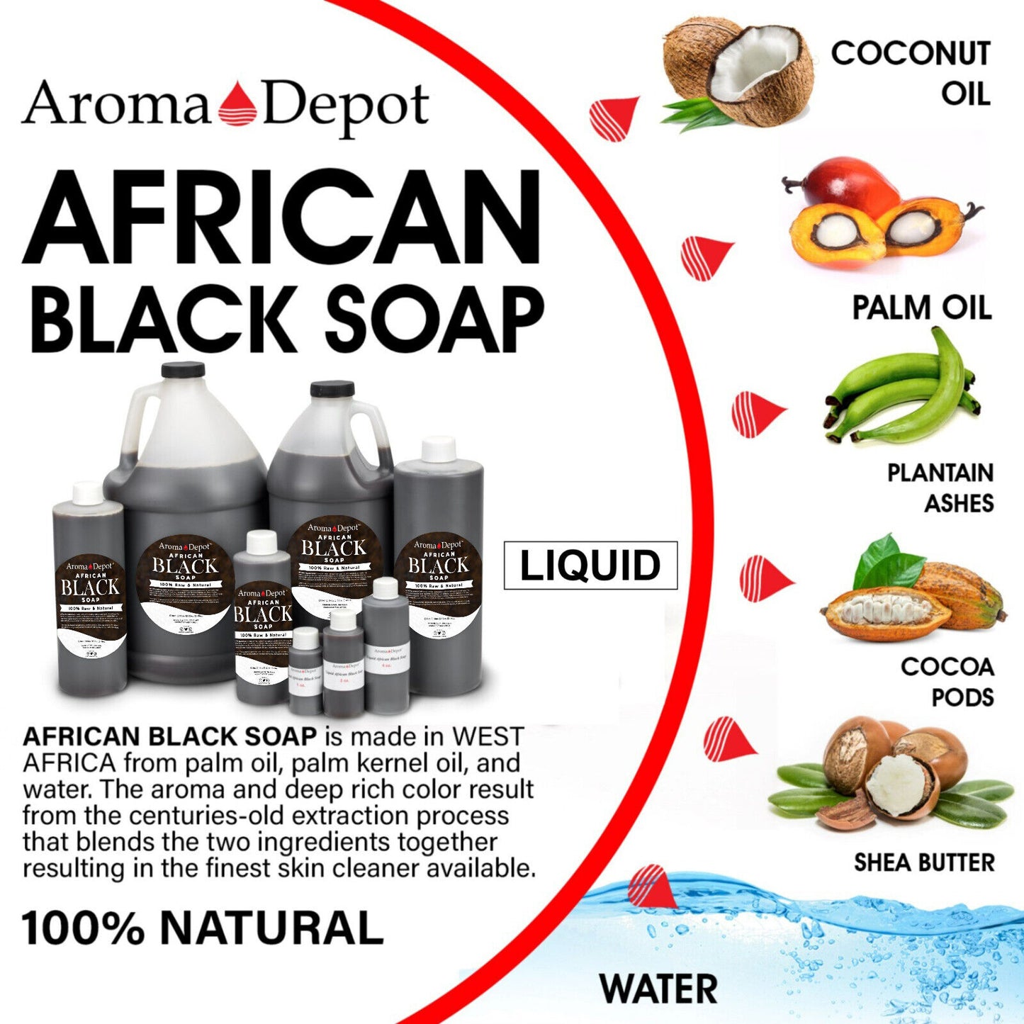 Raw African Black Soap Liquid Soap Natural Pure Bath Hair Face Wash Wholesale