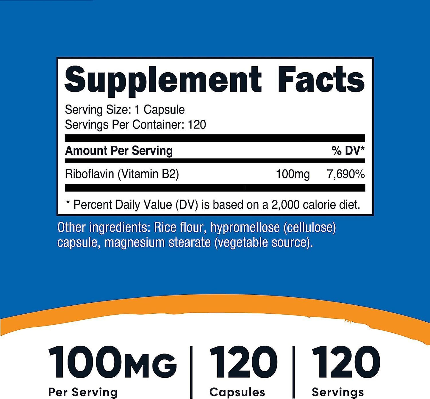 Nutricost Vitamin B2 (Riboflavin) 100Mg, 120 Capsules - Gluten Free and Non-Gmo