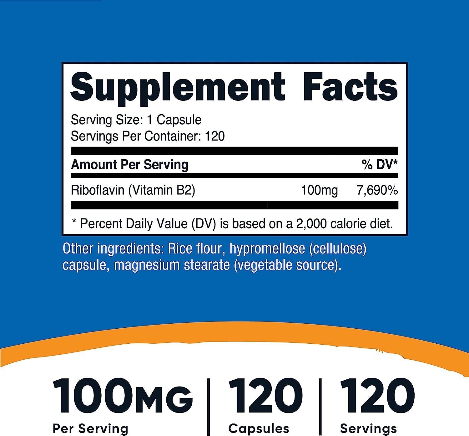 Nutricost Vitamin B2 (Riboflavin) 100Mg, 120 Capsules - Gluten Free and Non-Gmo