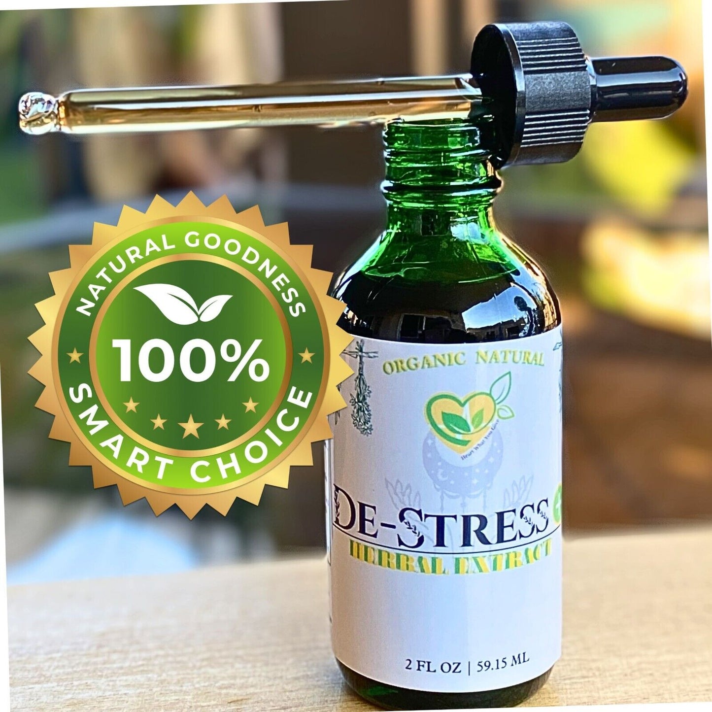 De-Stress plus Tincture Liquid Herbal Drops 2 Oz Natural Mood Stress Balance