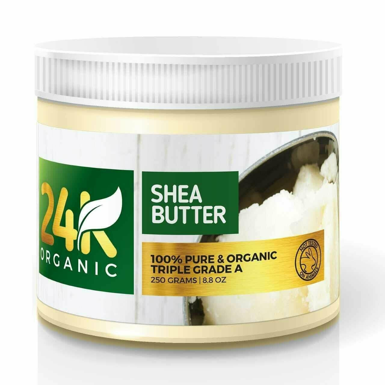 24K Organic Shea Butter Skin Nourishing, Moisturizing & Healing (8.8 Oz.)