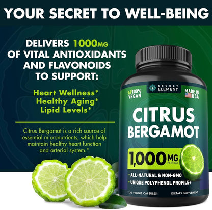 Citrus Bergamot Extract 1000Mg - Citrus Bergamot Supplement for Heart, Immune Sy