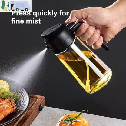 16Oz Olive Oil Dispenser Bottle 2 in 1 Sprayer Pourer Glass for Kitchen Cooking