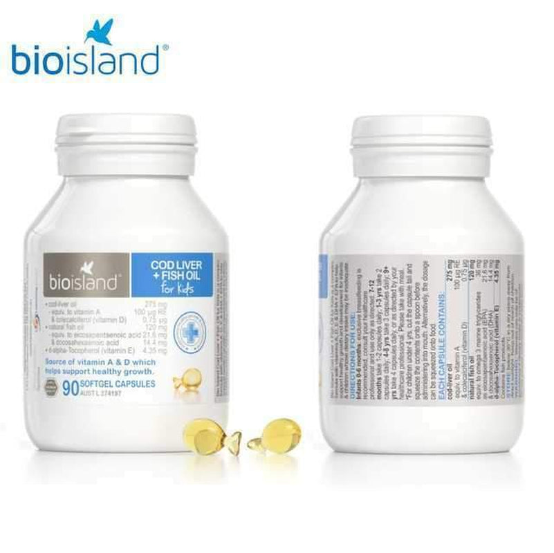 New Bio Island Cod Liver + Fish Oil 90 Soft Gel Capsules Bioisland