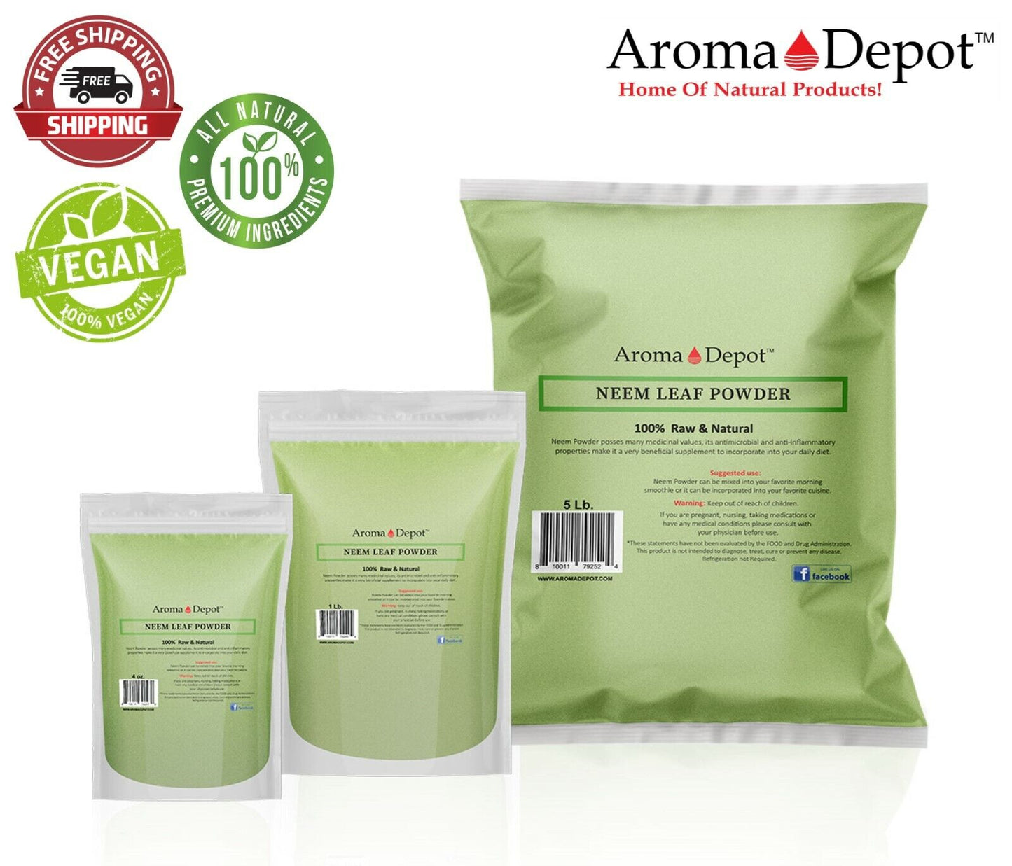 Neem Powder Dried Leaf 100% Pure & Natural Raw Vegan (Azadirachta Indica)