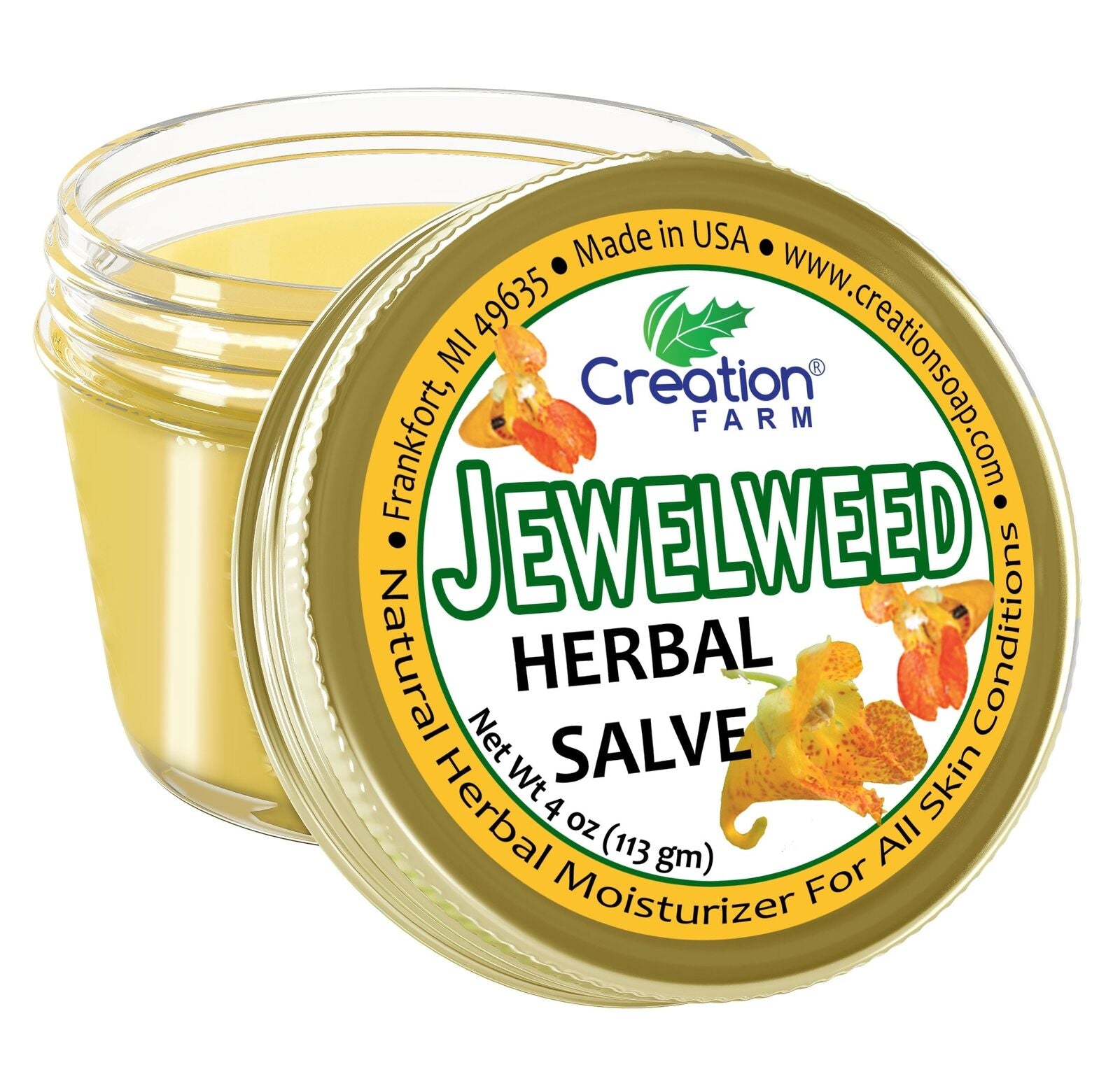 Jewelweed Herbal Salve for Wounds, Rash, Bug Bites, Itchy Skin from Contact Derm