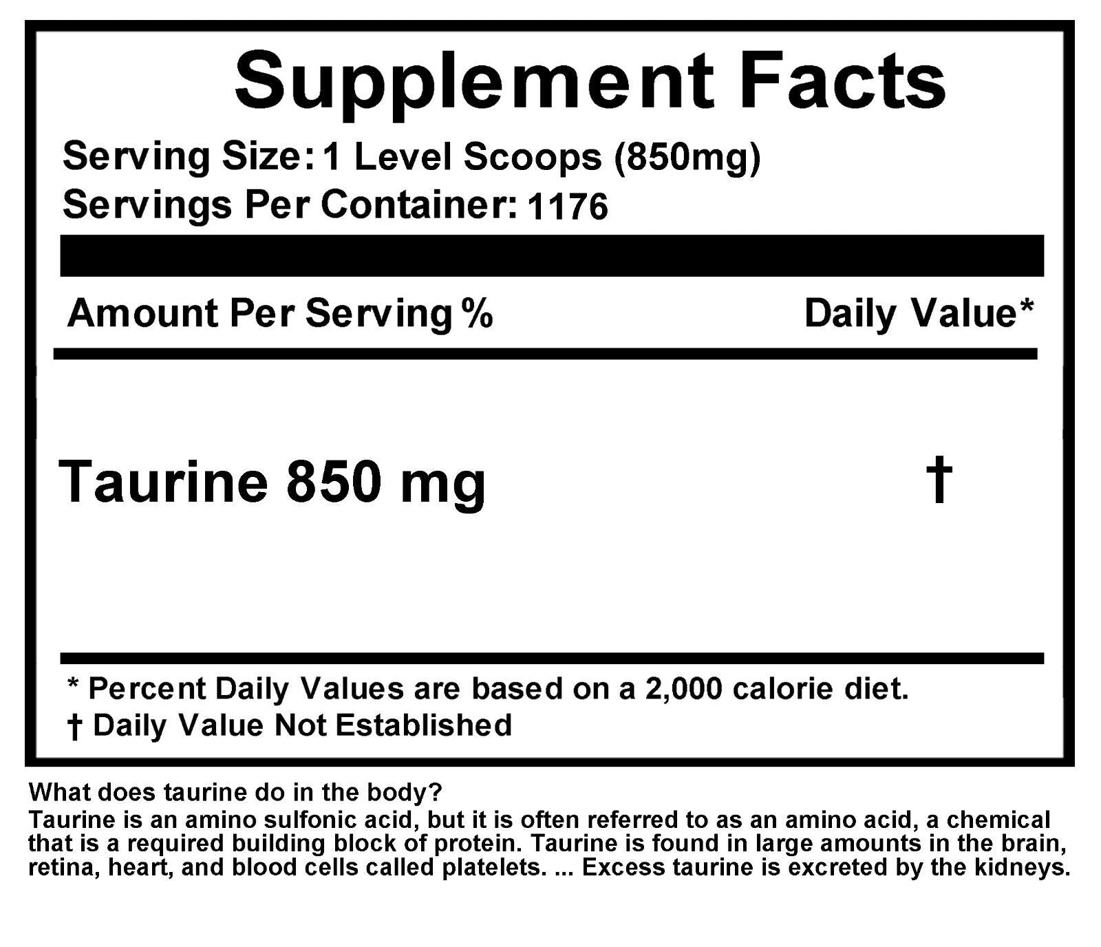 Taurine 2.2LB (1000G) - Gluten Free & Non-Gmo