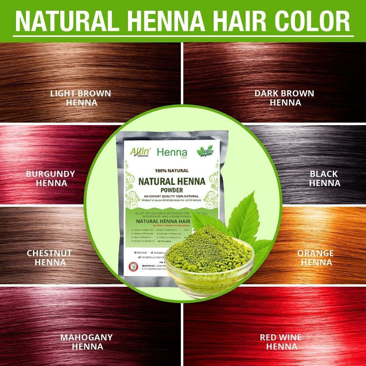 Herbal Henna Hair Color –100% Organic Natural Chemical Ammonia Free Hair Care