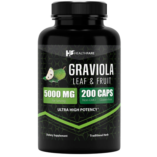 Graviola Capsules Leaf and Fruit Extract 5000Mg | 200 Capsules | High Potency