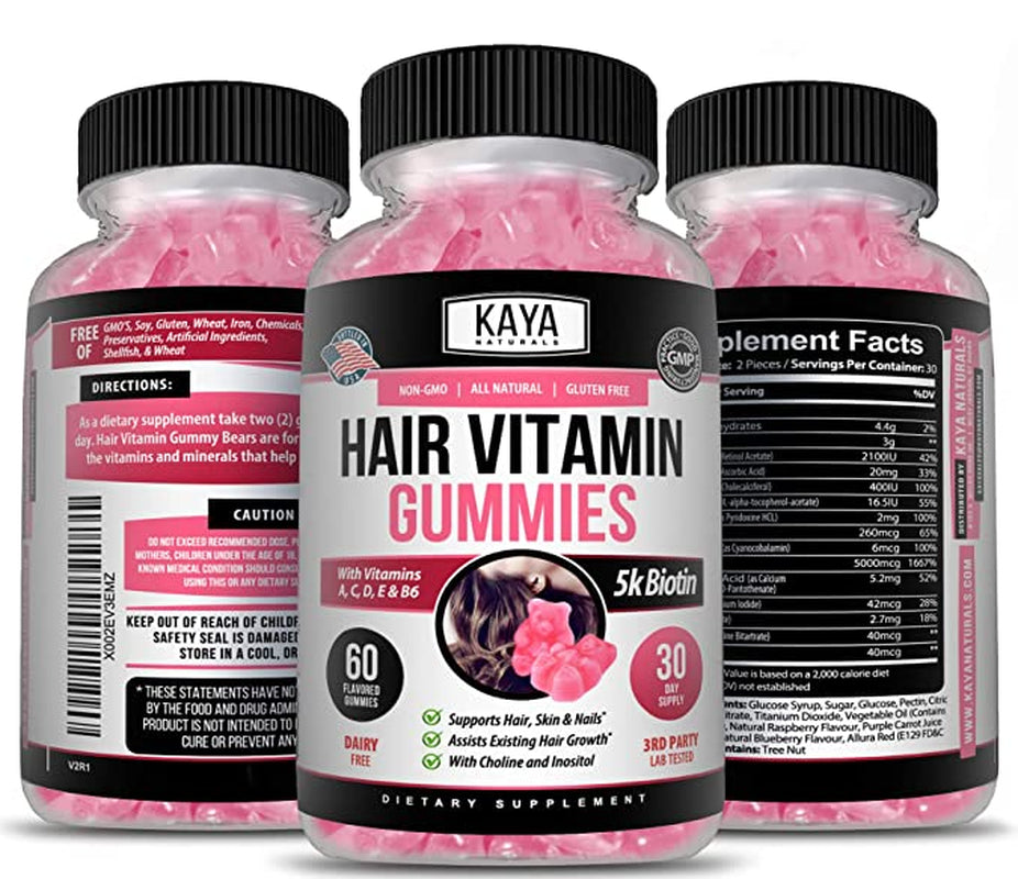 Hair Vitamin Gummies 60Ct, Fast & Strong Hair Growth