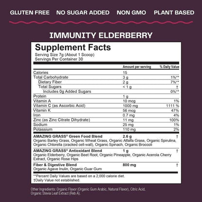 AMAZING GRASS Greens Blend Immunity - Elderberry, 7.4 Ounces - Discount