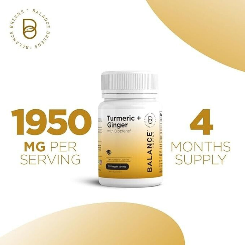 Turmeric Ginger with Black Pepper -1950 MG -120 Veg Capsules