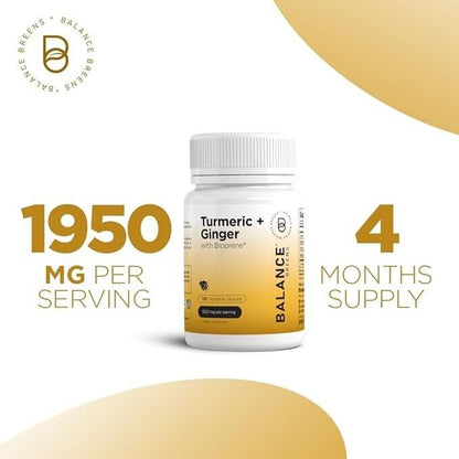 Turmeric Ginger with Black Pepper -1950 MG -120 Veg Capsules