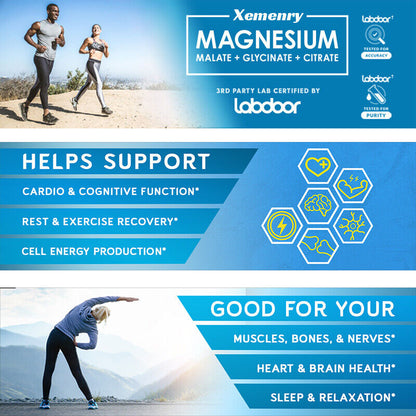 Triple Magnesium Complex - Magnesium Malate, Glycinate, Citrate - Muscle Health