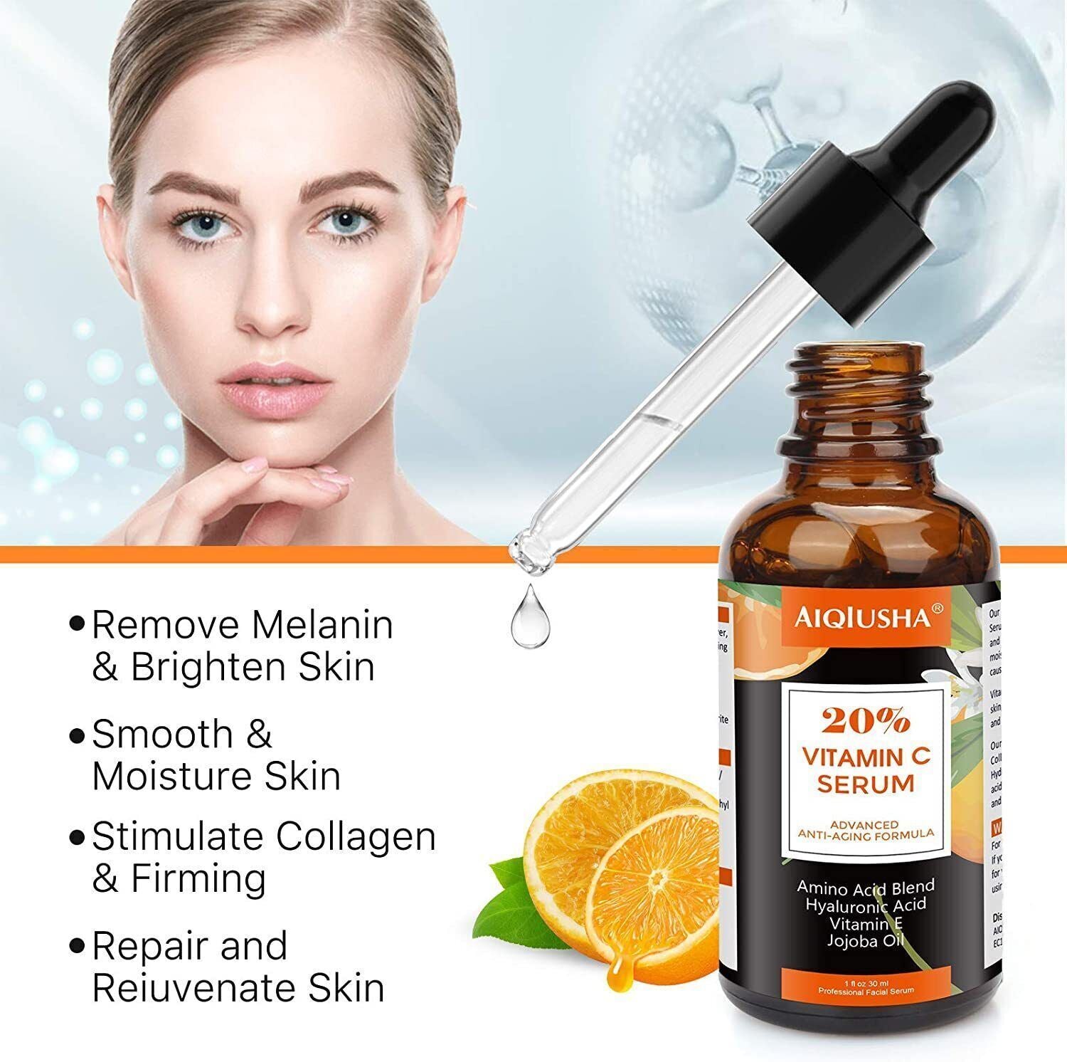 20% Vitamin C Cream Anti-Aging Facial Hyaluronic Acid Wrinkle Moisturizer