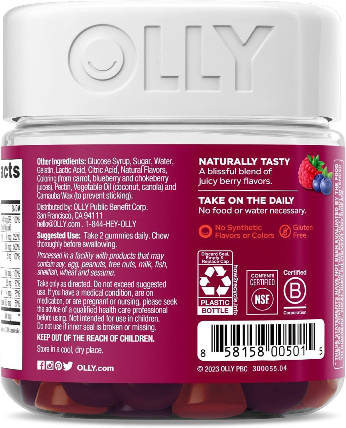 OLLY Women'S Multivitamin Gummy, Overall Health and Immune Support, Vitamins A,