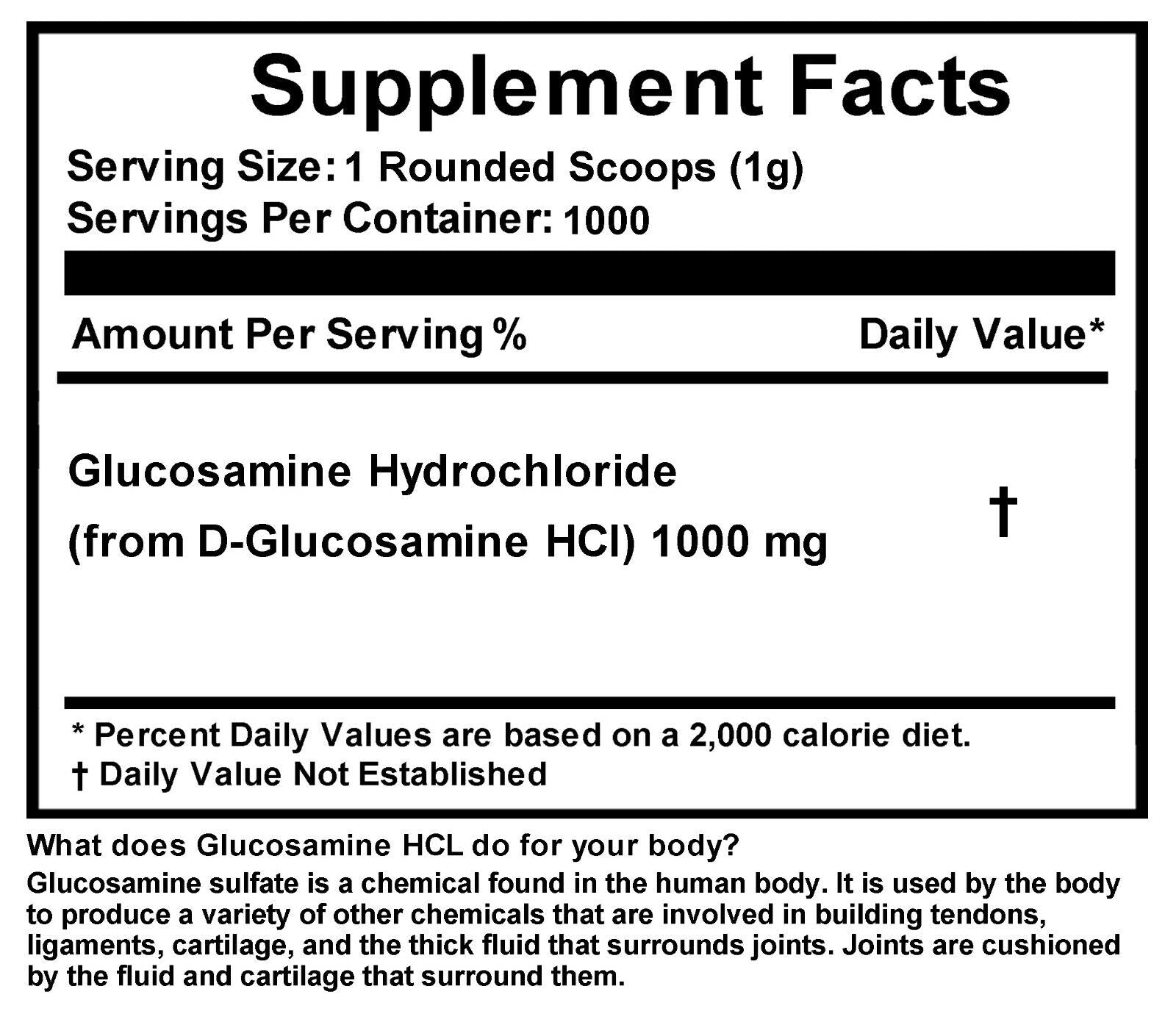 Glucosamine Hcl 100% PURE POWDER 2.2Lb (1000G) PHARMACEUTICAL GRADE