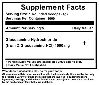 Glucosamine Hcl 100% PURE POWDER 2.2Lb (1000G) PHARMACEUTICAL GRADE