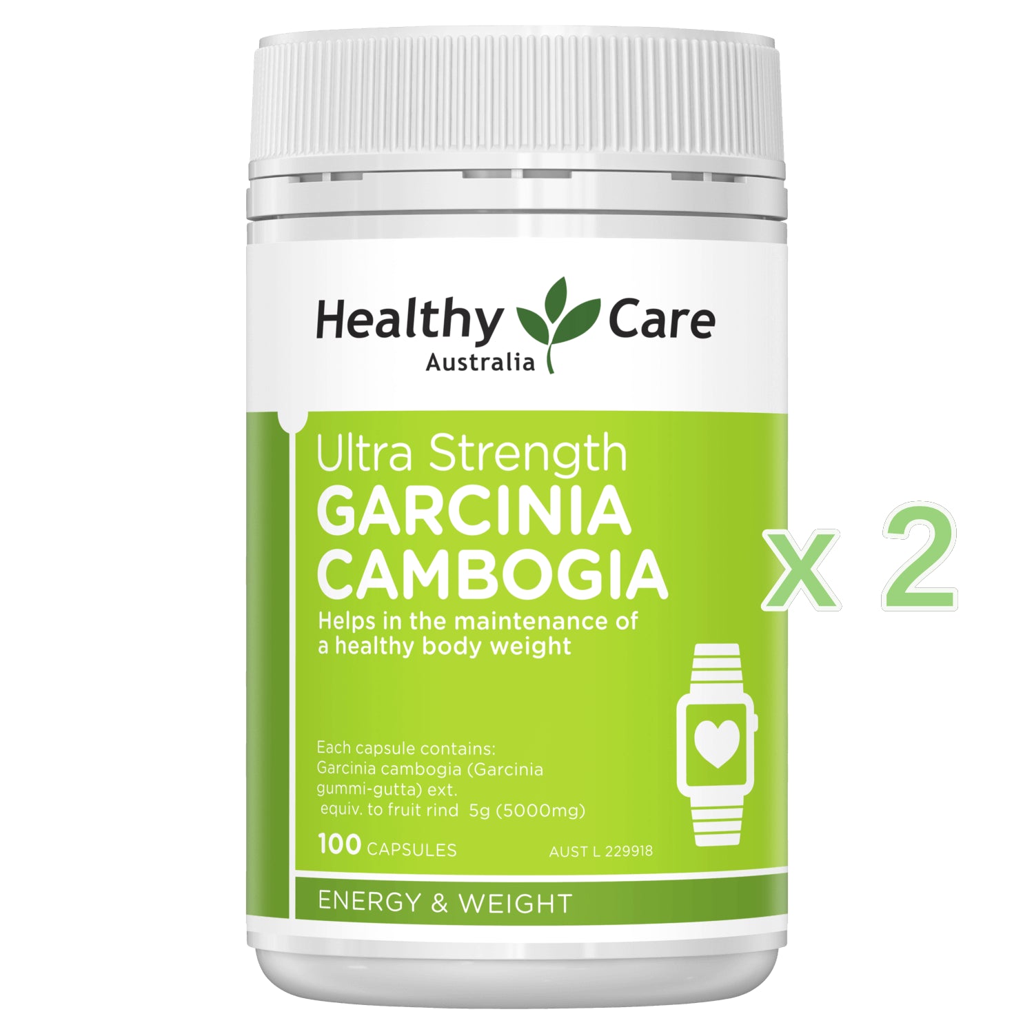 2 X Healthy Care Ultra Strength Garcinia Cambogia 100 Capsules Healthycare