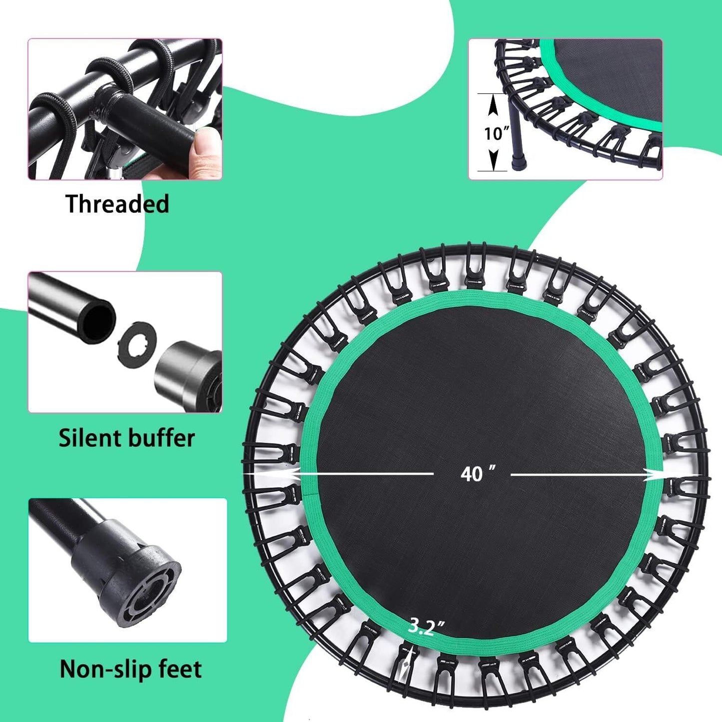 Rebounder Trampoline Bungee Rebounder (no metal springs)