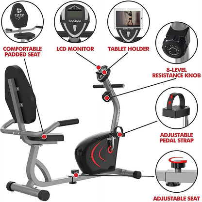 Recumbent Exercise Bike Fitness Stationary Bicycle Cardio Workout Indoor Cycling