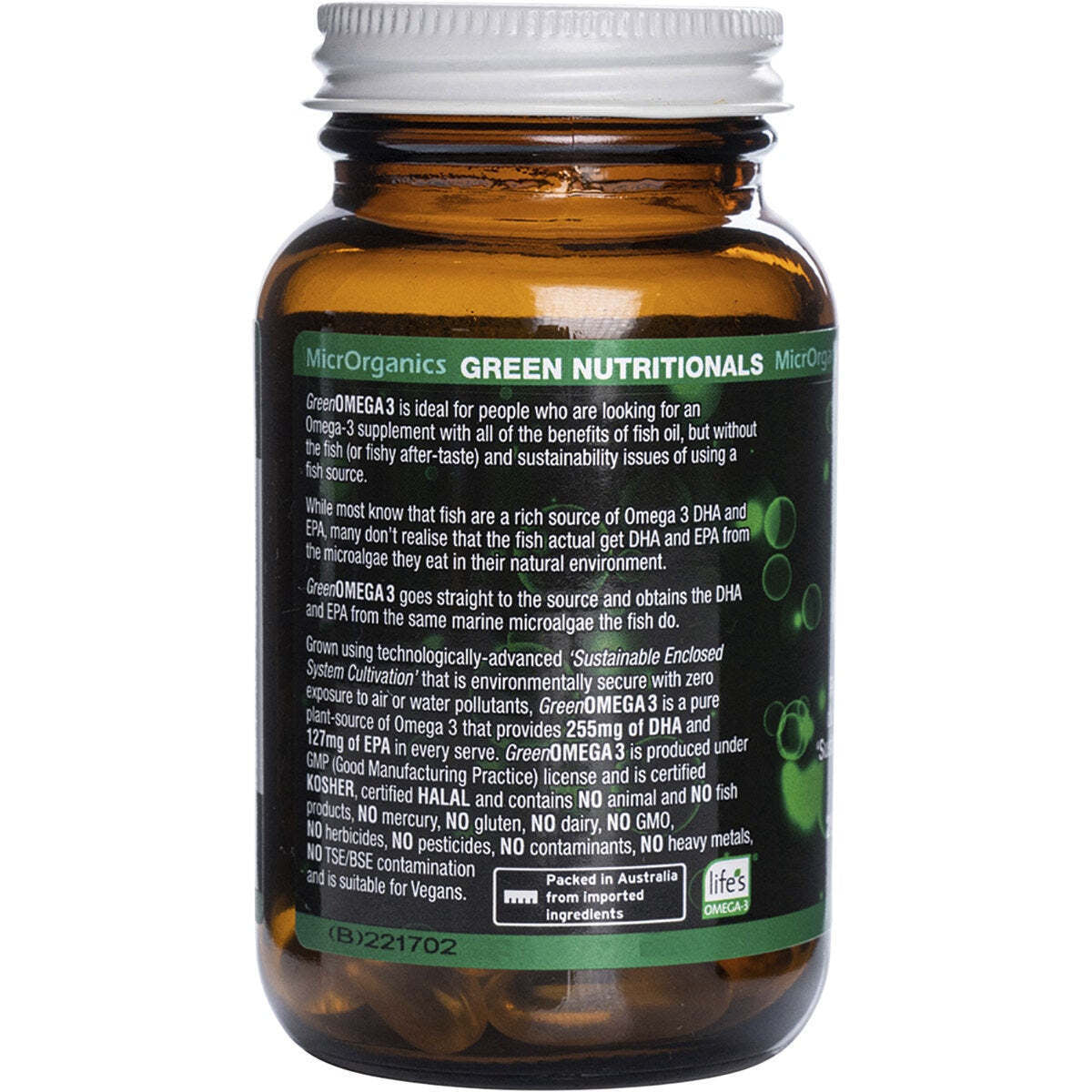 Green Nutritionals Green Omega3 Vegan Capsules (255Mg + 127Mg) 30