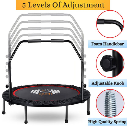 Mini Trampoline Fitness Jumper Rebounder Exercise Gym Bouncer with Handle 40/48"