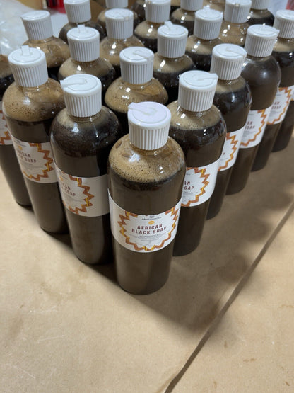 Raw African Black Soap Liquid 100% Pure Organic Natural Bath Body Face Wash Bulk