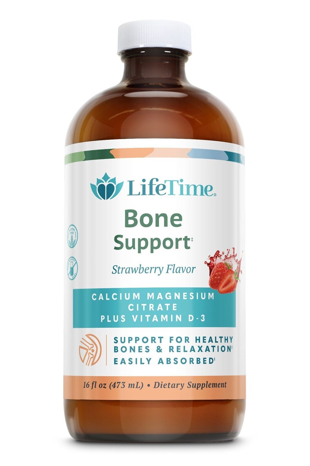 Lifetime Bone Support Strawberry Calcium Magnesium Citrate plus Vitamin D-3 16