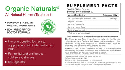 All-Natural Herpes- by Organic Naturals - 60 Capsules