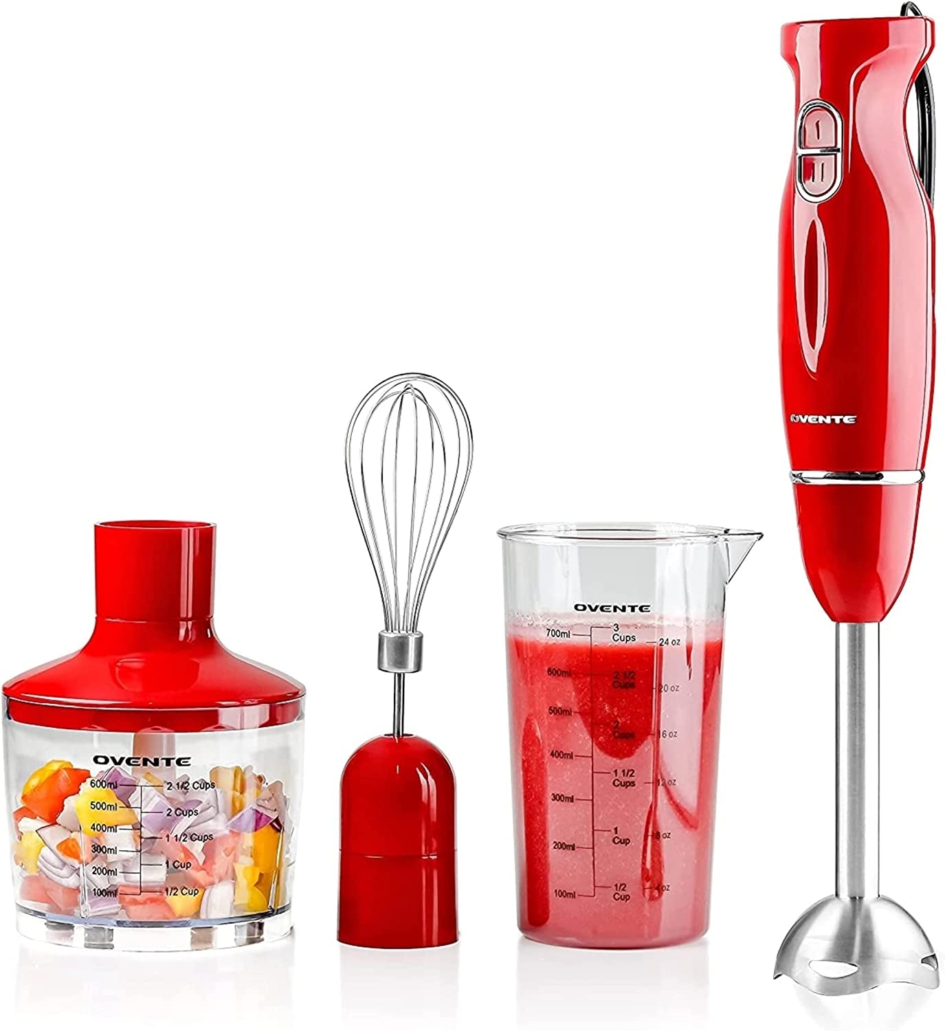 OVENTE Immersion Electric Hand Blender 300 Watt Power 2 Mix Speed with Stainless