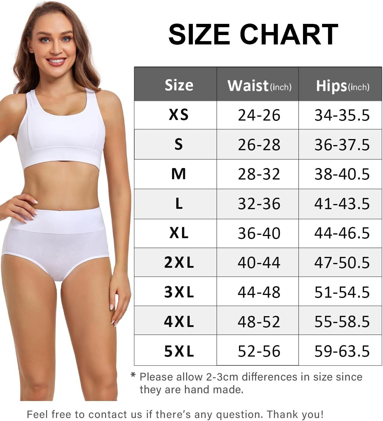 Wirarpa Women'S Cotton Underwear High Waisted Ladies Panties Full Coverage Brief