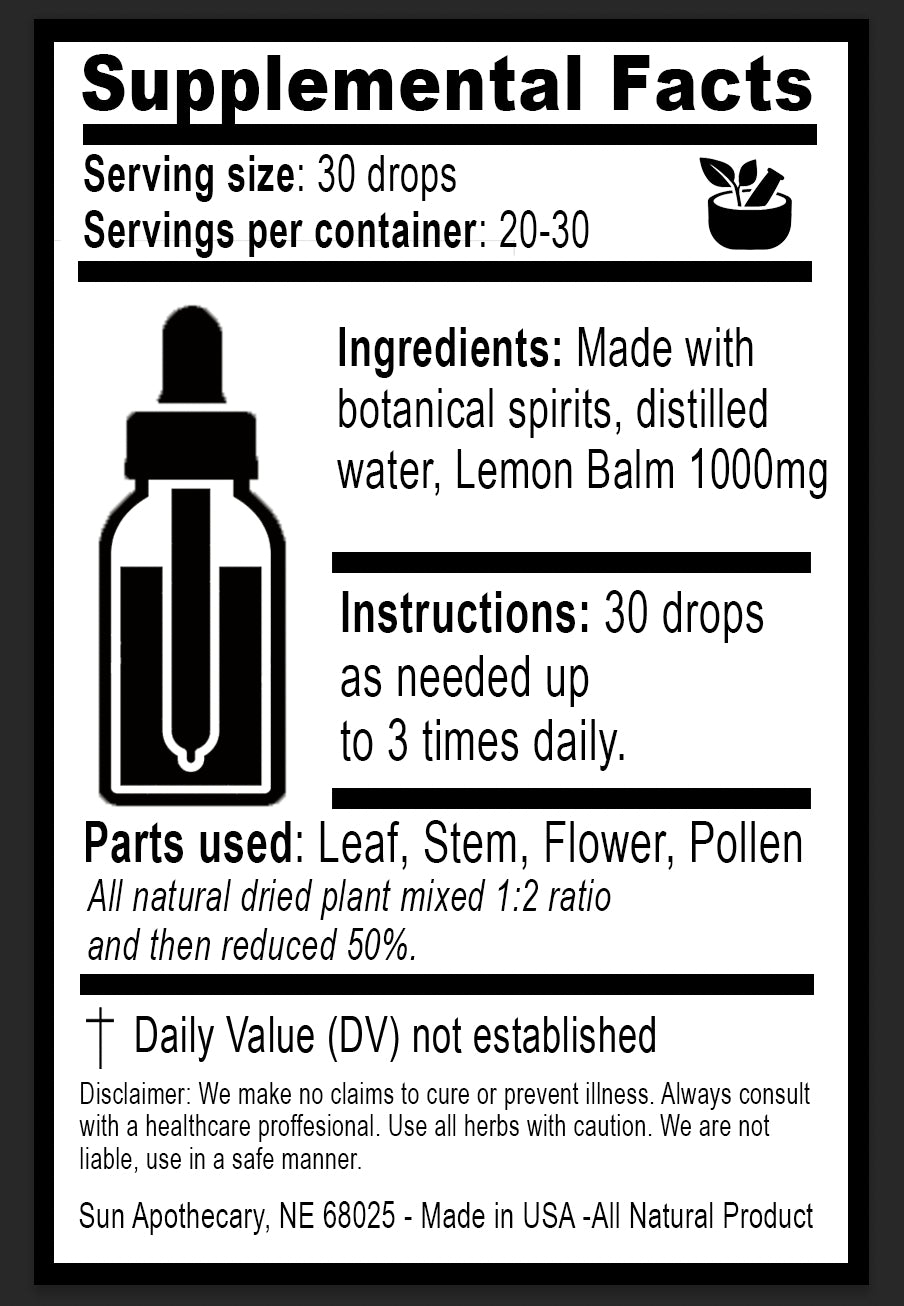 Lemon Balm Extract Organic Lemon Balm Tincture Melissa Officinalis 2Oz Pure