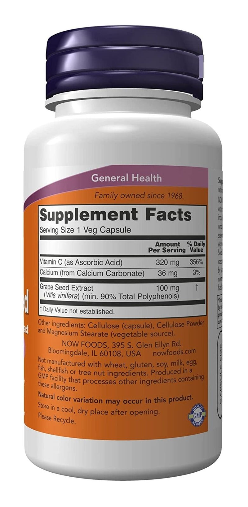 Grape Seed Standardized Extract 100Mg 100 Vegetarian Capsules Immunity