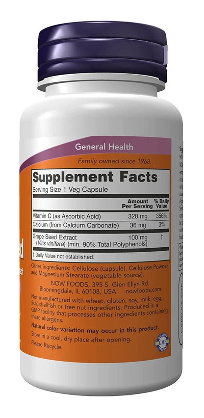 Grape Seed Standardized Extract 100Mg 100 Vegetarian Capsules Immunity