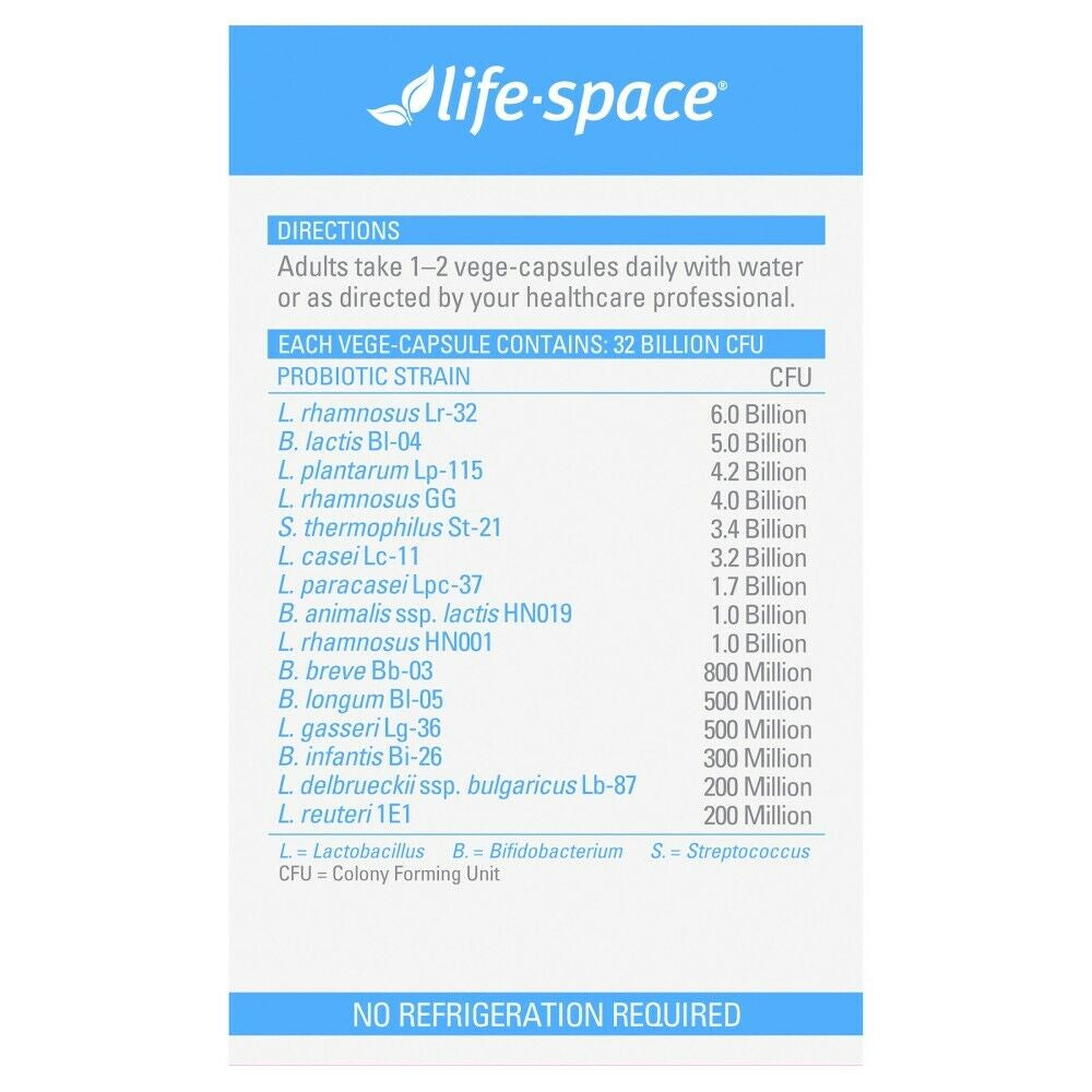 Life-Space Broad Spectrum Probiotic 90 Vege Capsules Value Pack 32 Billion CFU