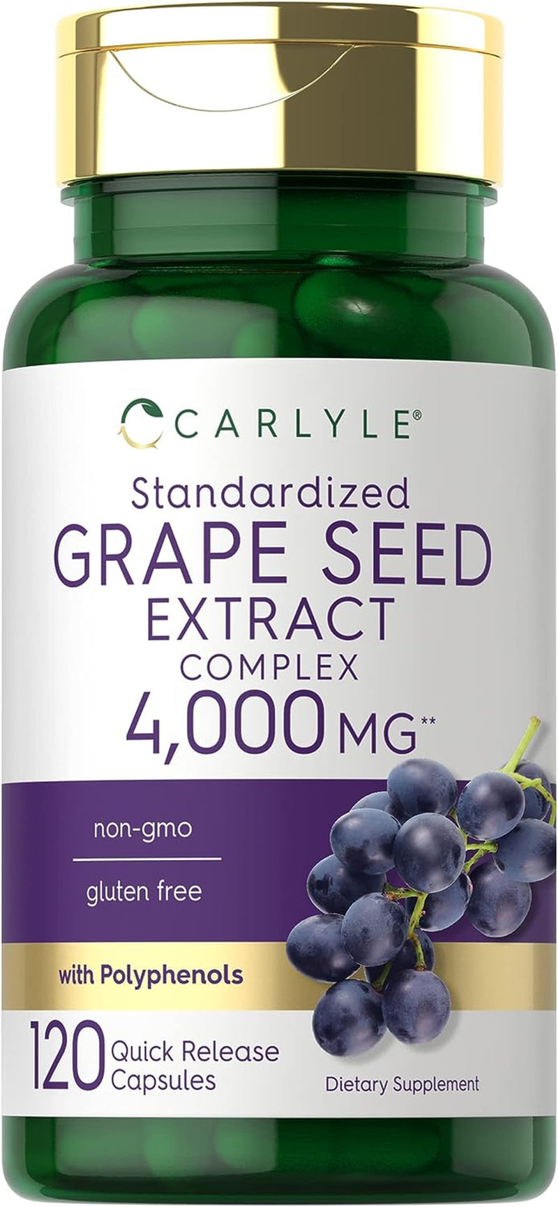 Carlyle Grape Seed Extract 4,000Mg | 120 Quick Release Capsules | Standardized E