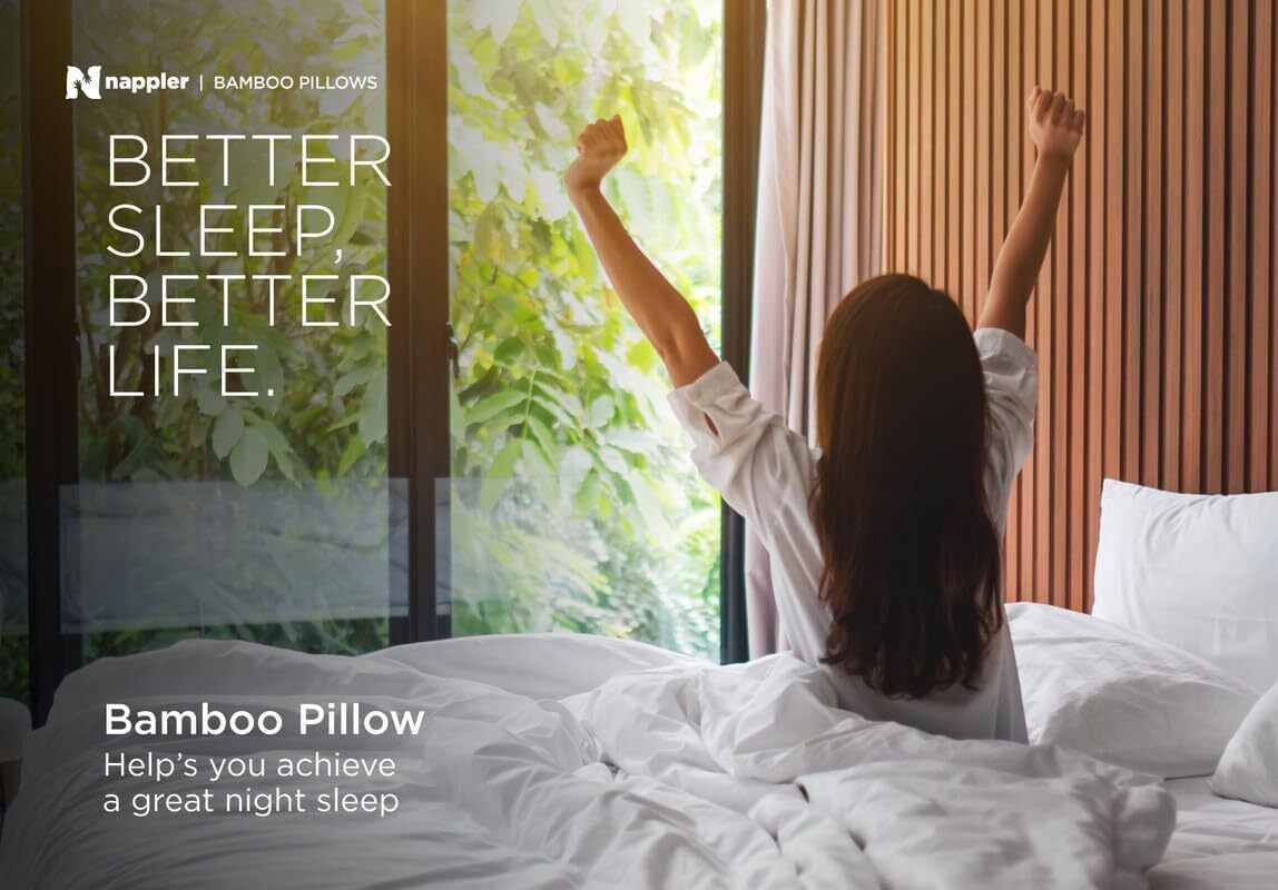 Nappler Bamboo Pillows Queen Size Premium Set of 2 - Supportive Breathable Adjus