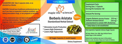 ORGANIC Berberis Aristata Capsules (Berberine) - 500Mg - AU Stock