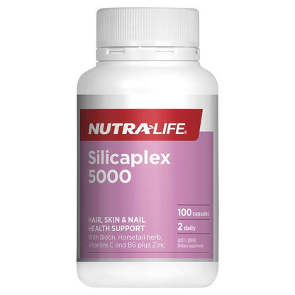 2 X Nutra-Life Silicaplex 5000 100 Capsules Nutralife Hair, Skin & Nail Support